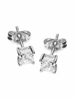 Women: Princess-cut stud earring - Cubic zirconia