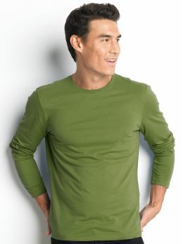 Solid long-sleeve fitted crew tee