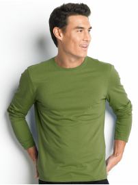 Solid long-sleeve fitted crew tee