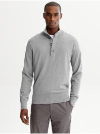 Buttoned mock-neck sweater