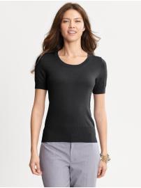 Short-sleeve button-back sweater