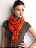 Women: Lightweight cashmere wrap - Rich coral