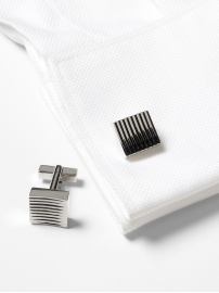 Ridged chunky square cuff links