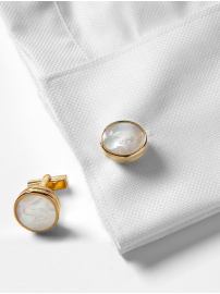 Mother of pearl etched elephant cuff link