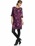 Women: Silk paisley shift dress - Acai berry