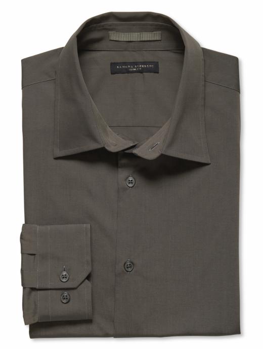 Banana Republic Slim fit stretch-poplin yarn-dyed solid dress shirt