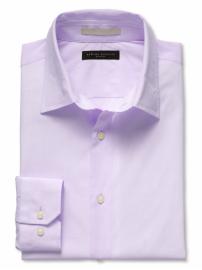 Slim fit stretch-poplin yarn-dyed solid dress shirt