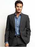 Men: Grey single-button suit blazer - Dark charcoal