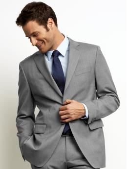 Men: Grey mini-pinstripe two-button suit blazer - Gray
