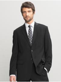 New black wool two-button suit blazer