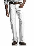 Men: Straight solid cotton five-pocket pant - White