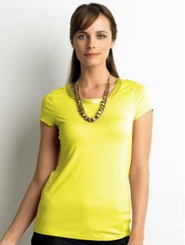 Women: Satin-trim tee - Canary yellow