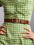 Women: Wide oval-buckle belt - Cognac
