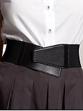 Women: Wide stretch geometric belt - Black