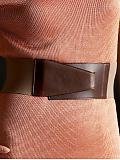 Women: Wide stretch geometric belt - Brown
