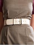 Women: Wide leather belt - Bone