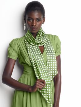 Women: Silk square-print scarf - Green