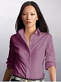 Women: Fitted cotton non-iron shirt - Raspberry vinaigrette
