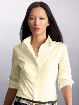 Women: Fitted non-iron shirt - Light citrus
