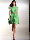 Women: Cap-sleeve shift dress - Rich green