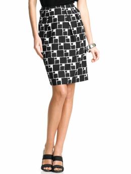 Women: Geo-print tulip skirt - Black combo