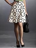 Women: Circle-print pleated skirt - Cream