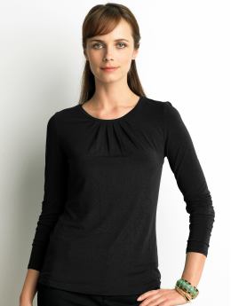 Women: Long-sleeve shirred top - Black