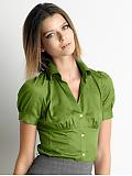 Women: Stretch cotton blouse - Valley stream green