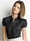 Women: Cotton-blend pintucked blouse - Black