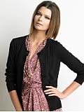 Women: Cotton crewneck cardigan - Black