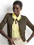Women: Cotton crewneck cardigan - Earth brown