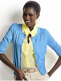 Women: Cotton crewneck cardigan - Blue puddle