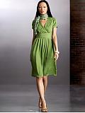 Women: Silk pleated dress - Mojito green