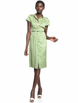 Women: Silk printed dress - Mojito green
