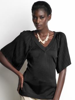 Women: Shiny pleated sweater - Black