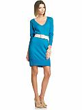 Women: Back-zip sweater dress - Lycian turquoise
