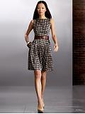 Women: Silk geo-print dress - Wood ash