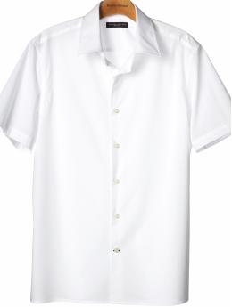 Short-sleeve stretch-poplin solid shirt