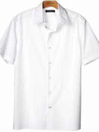 Short-sleeve stretch-poplin solid shirt