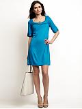 Women: Jersey empire-waist dress - Lycian turquoise
