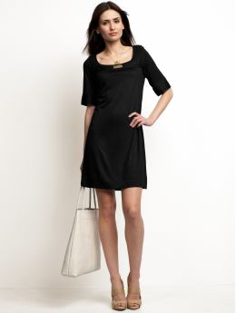 Women: Jersey empire-waist dress - Black