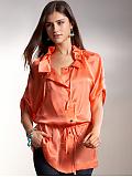 Women: Silk button-front tunic - New cantaloupe