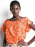 Women: Silk printed blouse - Coral