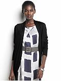 Women: Long open cardigan - Black