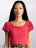 Women: Pleated flutter-sleeve top - Coronada