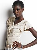 Women: Silk ruffle blouse - Whistlewood beige