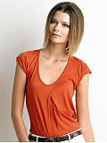Women: Jersey pleated top - Rich coral