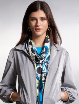 Women: Silk floral-print scarf - Turquoise