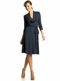 3/4-sleeve faux-wrap dress