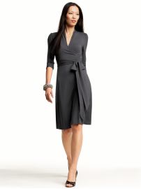 3/4-sleeve faux-wrap dress